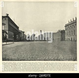 Vintage-Fotografie von unter den Linden, Berlin, Deutschland, viktorianisch 19.. Jahrhundert Stockfoto