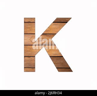 Alphabet Buchstabe K - Feder und Nut-Brett Stockfoto