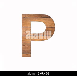 Alphabet Buchstabe P - Feder und Nut-Brett Stockfoto