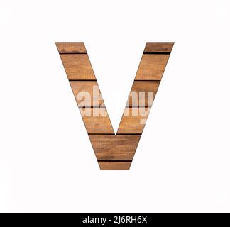 Alphabet Buchstabe V - Feder und Nut-Brett Stockfoto