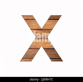 Alphabet Buchstabe X - Feder und Nut-Brett Stockfoto