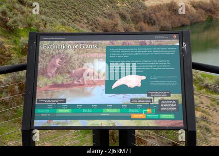 Interpretationboard, Hagerman Fossil Beds National Monument, Idaho Stockfoto