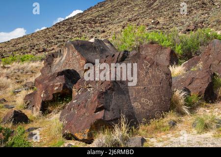 Petroglyphen, Karte Rock Petroglyphen Historic District, Canyon County, Idaho Stockfoto