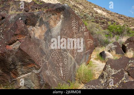 Petroglyphen, Karte Rock Petroglyphen Historic District, Canyon County, Idaho Stockfoto