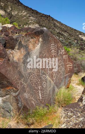 Petroglyphen, Karte Rock Petroglyphen Historic District, Canyon County, Idaho Stockfoto