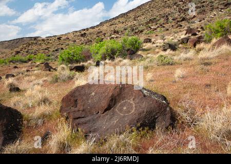 Petroglyphen, Karte Rock Petroglyphen Historic District, Canyon County, Idaho Stockfoto