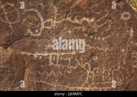 Petroglyphen, Karte Rock Petroglyphen Historic District, Canyon County, Idaho Stockfoto