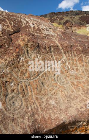 Karte Rock Petroglyphs, Karte Rock Petroglyphs Historic District, Canyon County, Idaho Stockfoto