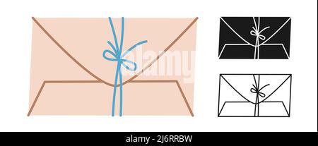 Umschlagsymbole für E-Mail-Nachrichten festgelegt. Mailzeichen, Symbol für neue Nachricht, Poststempel-Postanschrift. Schriftelement Briefkastenzeile. SMS-Post-Notice-Vektor empfangen oder senden Stock Vektor