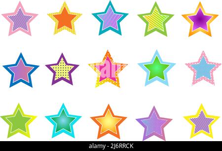 Eine Reihe von bunten Sternen. Vektorzeichnung. Stock Vektor