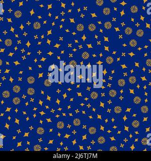 Boho winzigen Sternen und Blumen ethnischen nahtlose Muster. Folk Oberfläche Hintergrund für Verpackung, Textil und Tapeten. Stock Vektor