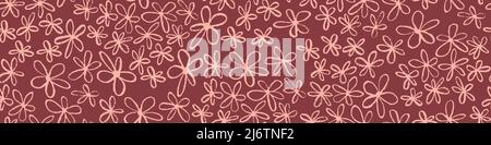 Nahtlose horizontale Grenze mit handgezeichneten Blumen. Blumenmuster. Vektorgrafik. Stock Vektor