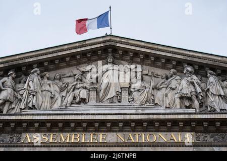 PARIS, FRANKREICH - die französische Nationalversammlung (l'Assemblée nationale). Auch Palais Bourbon, französisches parlament genannt. Stockfoto