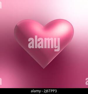 3D Rosa Herz Symbol der Liebe, volumetrischer realistischer Vektor 3D Render mit glänzender Ikone für festliche Dekoration. Stock Vektor