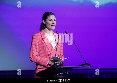 Göteborg, Schweden, am 04. Mai 2022. Kronprinzessin Victoria hält eine Rede während eines Besuchs im Lindholmen Science Park in Göteborg, Schweden am 04. Mai 2022. Der norwegische Kronprinz und die Kronprinzessin sind vom 2. Bis 4. Mai 2022 zu einem offiziellen Besuch in Schweden.Foto: Adam Ihse / TT kod 9200 Stockfoto