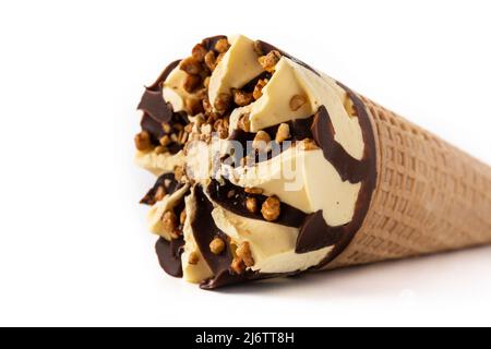 Vanille und Schokolade Eis-Kegel isoliert auf weißem Hintergrund Stockfoto