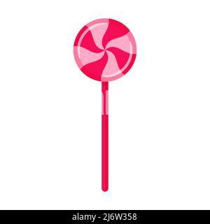 Rosa Lutscher. Süße Süßigkeiten, kalorienreiche, ungesunde Lebensmittel, Dessert, zu behandeln. Farbe Vektor-Illustration in Cartoon-flachen Stil. Isoliert auf einem weißen Backgro Stock Vektor