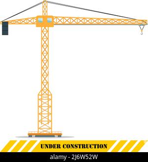 Detaillierte Darstellung von farbigen Turmdrehkran, schweren Geräten und Maschinen Stock Vektor