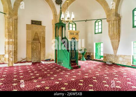 Innneraum der Moschee Hala Sultan Tekke, Larnaka, Zypern, Europa | Hala Sultan Tekke oder Moschee von Umm Haram, Larnaka, Zypern, Europa Stockfoto