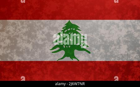 Libanon Flagge mit Grunge Betonstruktur 3D Render Stockfoto