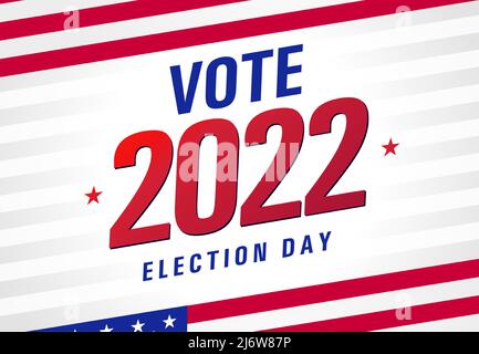 Abstimmung 2022 Wahlen USA Lichtstreifen-Banner. Amerikanischer patriotischer Hintergrund für den Wahltag. VEKTORVORLAGE FÜR US-Debatten oder Voting-Poster Stock Vektor