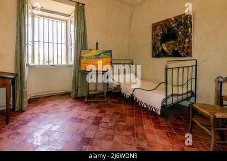 Schlafzimmer von Van Gogh, Monastere St. Paul de Mausole, Saint Remy de Provence, Provence, Frankreich Stockfoto