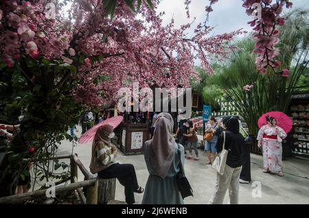 (220504 4) -- BANDUNG, 4 2022. Mai 2022 (Xinhua) -- während der Eid al-Fitr-Ferien in Lembang in Bandung, West-Java, Indonesien, besuchen Menschen das Kulturtourismuszentrum in Asien-Afrika. (Foto von Septianjar/Xinhua) Stockfoto