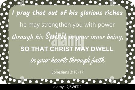 Vektor: Bibeltext: Ich bete das aus.....sein Geist in deinem inneren Wesen....durch den Glauben... Epheser 3: 16-17. bibeltext zu Pfingsten über das Heilige Stock Vektor