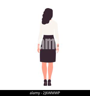 Rückansicht der stehenden Geschäftsfrau. Manager Dame in formeller Kleidung Vektor-Illustration Stock Vektor