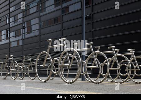Oslo Norwegen - Denkmal auf einem Fahrrad-Parkplatz, Skulpturen im Freien. Stockfoto