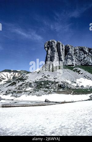 Der Tour d'Aï ist ein Berg in den westlichen Berner Alpen, der Leysin im Kanton Waadt überblickt. Es befindet sich in der Nähe der Tour de Mayen, auf der Strecke Stockfoto