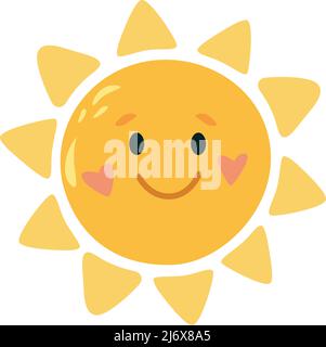 Sun Cartoon Flat Style. Kinderstil. Vektor Stock Vektor