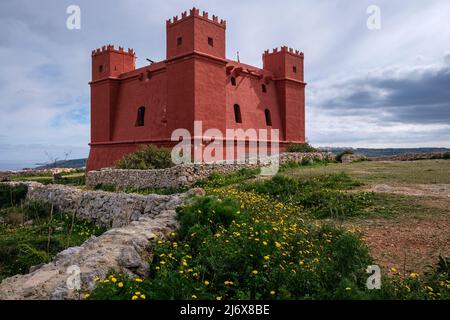 Der Rote Turm (St. Agatha's Tower), Mellieha, Malta Stockfoto