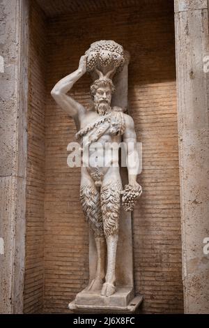 Statue von Pan, bekannt als della Valle Satyr, Marmor 2. Jahrhundert n. Chr. im Palazzo Nuovo, Kapitolinische Museen, Rom, Italien. Stockfoto