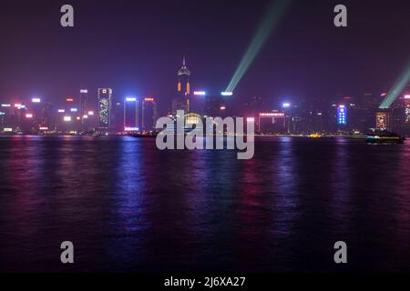 Die Symphonie der Lichter zeigt Hongkong Stockfoto