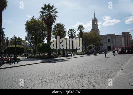 Kathedrale Plaz De Armas Arequipa Stockfoto