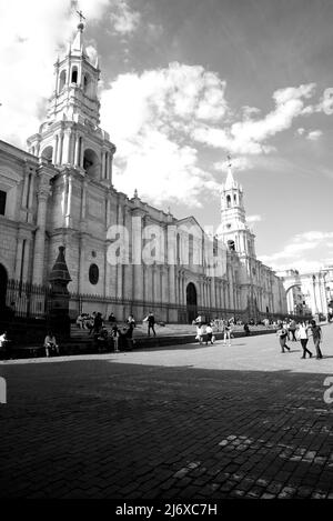 Kathedrale Plaz De Armas Arequipa Stockfoto