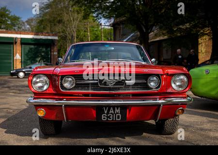 1966 Ford Mustang ’VAM 631D’ auf der Ausstellung April Scramble im Bicester Heritage Center am 23.. April 2022 statt Stockfoto