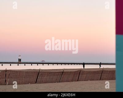 Am späten Abend Licht am Chicago Seeufer Stockfoto