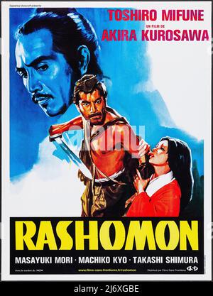 Japanisches Filmplakat - RASHOMON (Toho, 1950). samurai (Toshiro Mifune) Regie: Akira Kurosawa Stockfoto