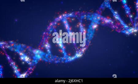 Digitales Doppelhelix-DNA-Molekül. Molekulargenetik und Gentechnik Konzept. Stockfoto