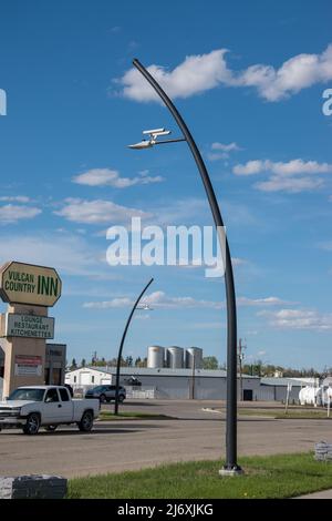 Star Trek USS Enterprise Straßenlaternen in Vulcan, Alberta, Kanada. Stockfoto