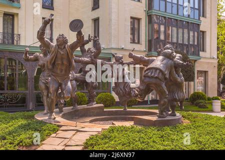 Tiflis, Georgien - 24. April 2017: Berikaoba Skulpturenstatue In Einem Improvisierten Maskierten Volkstheater Stockfoto