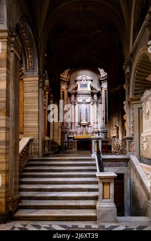 Rom, Italien - 27. Mai 2018: Seitenschiff der Evangelistenbasilika St. Marc, San Marco Evangelista al Campidoglio am Piazza Venezia in Venedig im historischen ce Stockfoto