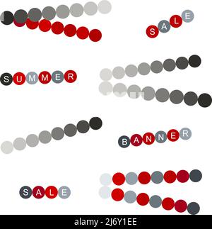 Bunte rote und graue Farbe runde Kreise Reihen mit Worten Sommer Verkauf von Brief Vektor Illustration Banner-Set. Banner Kreise Idee kopieren Raum Brief. Stock Vektor