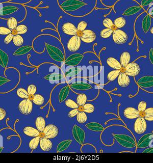 Ukrainische Blumenstickerei nahtloses Muster. Vektor-Eyhnic-Illustration Stock Vektor