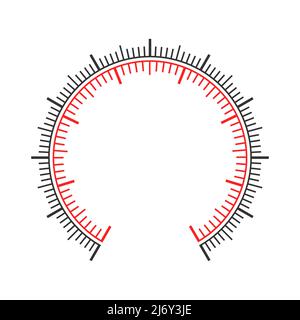 Dashboard-Vorlage für runde Messungen mit zwei Diagrammen. Druckmesser, Manometer, Barometer, Tachometer, Tonometer, Thermometer, Navigator oder Anzeige-Tool-Skala. Vektorgrafik Stock Vektor