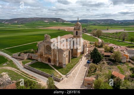 Blick auf Colegiata de Nuestra Señora del Manzano Castrojeriz - Spanien Stockfoto