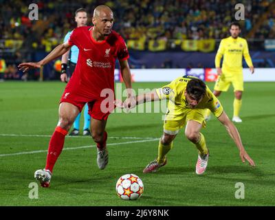 Estadio de la Ceramica, Vilareal, Spanien, 03. Mai 2022, Fabino (FC Liverpool) und Gerard Moreno (CF Villarreal) während des FC Villarreal gegen den FC Liverpool Stockfoto