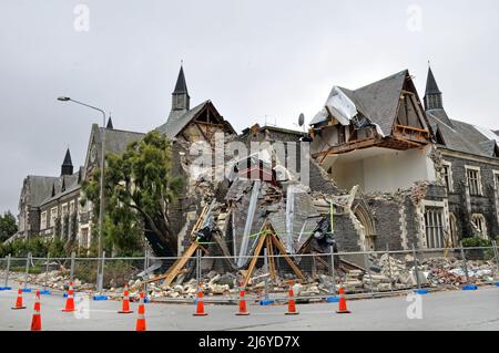 Erdbeben - Historisches Gebäude in Christchurch, Neuseeland zerstört. Stockfoto